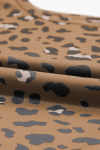 Online Brown Printed Raw Edge Leopard Patchwork Oversized Blouse
