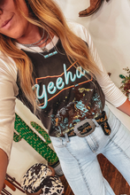 Load image into Gallery viewer, Online Brown Western Yeehaw Graphic Vintage Raglan Long Sleeve Top
