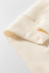 Online White Solid Color Waffle Knit Drop Shoulder Plus Size Sweatshirt