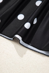 Online Black Polka Dot Trim V Neck Plus Size Swim Dress