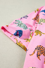 Load image into Gallery viewer, Online Pink Flower Print Short Sleeve High Waist Two Piece Shorts Set
