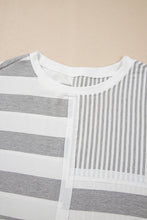 Load image into Gallery viewer, Online Gray Stripe Mixed Print Short Sleeve Top and Pocketed Shorts Set
