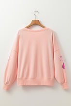 Load image into Gallery viewer, Online Apricot Pink Sequined Bowknot Drop Shoulder Oversized Sweatshirt
