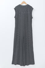 Load image into Gallery viewer, Online Black white Striped Print Buttoned Wide Leg Sleeveless Jumpsuit
