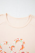 Load image into Gallery viewer, Online Beige Plus Size Flower Patched Side Slits Crewneck Top
