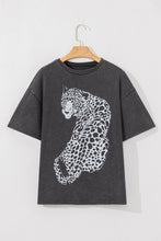 Load image into Gallery viewer, Online Medium Grey Vintage Cheetah Printed Mineral Wash Graphic Tee
