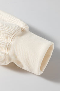 Online White Solid Color Waffle Knit Drop Shoulder Plus Size Sweatshirt