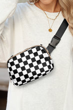 Load image into Gallery viewer, Online White Checkered Print Buckle Wide Belt Crossbody Bag
