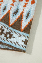 Load image into Gallery viewer, Online Orange Printed Aztec Print Open Front Knitted Cardigan
