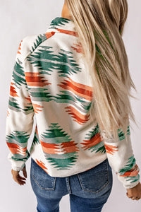 Online Multicolour Western Aztec Snap Buttoned Fleece Jacket