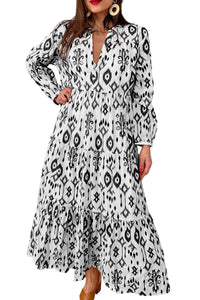 Online Black Western Abstract Geometric Printed Maxi Dress