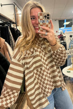 Load image into Gallery viewer, Online Khaki Striped Checkered Mixed Print Chest Pocket Casual Plus Size Top
