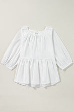 Load image into Gallery viewer, Online White Bow Knot Cutout Back Loose Fit 3/4 Sleeve Blouse
