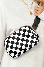 Load image into Gallery viewer, Online White Checkered Print Buckle Wide Belt Crossbody Bag
