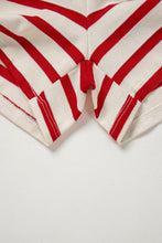 Load image into Gallery viewer, Online Red Stripe Lace-up Front Top and High Waist Shorts Set
