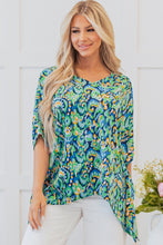 Load image into Gallery viewer, Online Pink Abstract Print V Neck Half Sleeve Loose Fit Tunic Blouse
