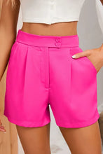 Load image into Gallery viewer, Pink Front Buttons Pleated Tailored Shorts
