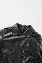 Load image into Gallery viewer, Online Black PU Leather Lapel Collar Zipper Jacket
