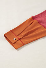 Load image into Gallery viewer, Online Orange Textured Knit Color Block Patchwork Chest Pocket Plus Size Top
