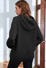 Load image into Gallery viewer, Black Solid Color Quilted Kangaroo Pocket Hoodie
