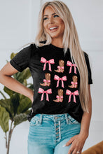 Load image into Gallery viewer, Online Black Western Cowboy Boots Crew Neck Graphic Tee
