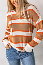 Load image into Gallery viewer, Orange Orange/Multicolor Striped Colorblock Sweater Hoodie

