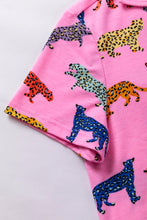 Load image into Gallery viewer, Online Pink Cheetah Print Short Sleeve Shirt and Pants Lounge Set
