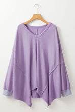 Load image into Gallery viewer, Online Orchid Petal Plus Size Waffle Knit Exposed Seam Flowy Top

