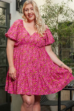 Load image into Gallery viewer, Size 1x Rose Plus Size Floral V Neck Babydoll Dress
