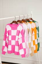 Load image into Gallery viewer, Online Rose Checkered Bishop Sleeve Sweater
