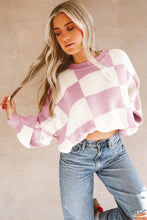 Load image into Gallery viewer, Online Rose Checkered Bishop Sleeve Sweater
