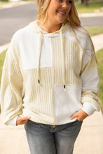 Load image into Gallery viewer, Online Beige Textured Patchwork Exposed Seam Plus Size Hoodie
