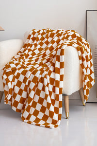 Online Chestnut Checkerboard Printed Soft Throw Blanket 120*200cm