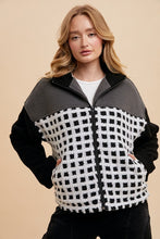 Load image into Gallery viewer, Online Annie Wear Plaid Zip Up Drop Shoulder Sherpa Jacket
