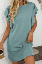 Load image into Gallery viewer, Online Canton Corded Ruffle Sleeve Crew Neck Shift Dress
