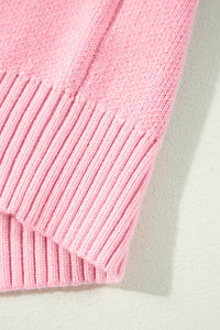 Online Pink Plaid Pattern Knitted Drop Shoulder Sweater