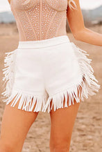 Load image into Gallery viewer, White Fringe Trim Fit Flare Shorts
