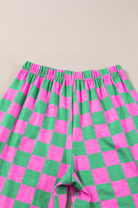 Online Green 2-Tone Checked Print High Waist Wide Leg Pants