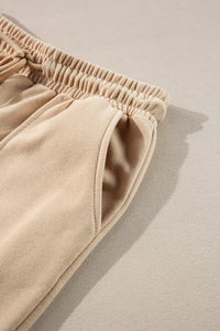 Online Black Solid Seamed Zipper Jacket and Drawstring Waist Pants Set