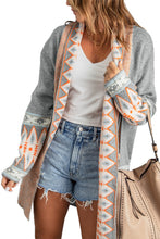 Load image into Gallery viewer, Online Orange Printed Aztec Print Open Front Knitted Cardigan
