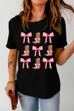 Load image into Gallery viewer, Online Black Western Cowboy Boots Crew Neck Graphic Tee
