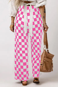 Online Green 2-Tone Checked Print High Waist Wide Leg Pants