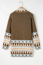 Load image into Gallery viewer, Online Orange Printed Aztec Print Open Front Knitted Cardigan
