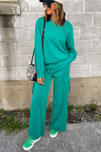 Load image into Gallery viewer, Online Sachet Pink Solid Color Patchwork Pullover Top and Cargo Pants Set
