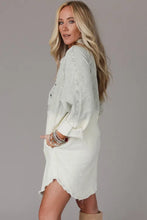 Load image into Gallery viewer, Gray Gradient Long Sleeve Button Up Raw Hem Denim Dress

