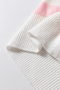 Online Pink Stripe Half Buttons Drop Shoulder Sweater