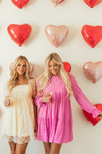 Load image into Gallery viewer, Online Strawberry Pink Flounce Sleeve Tiered Ruffled Velvet Mini Dress
