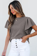 Load image into Gallery viewer, Online Beige Solid Color Textured Flutter Sleeve Top
