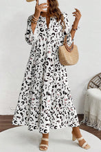 Load image into Gallery viewer, White Leopard Print Notch V Neck Loose Fit Maxi Dress
