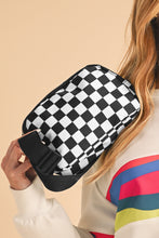 Load image into Gallery viewer, Online White Checkered Print Buckle Wide Belt Crossbody Bag
